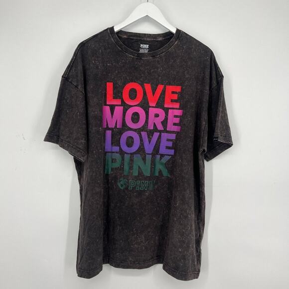 PINK Victoria's Secret Tops - Victoria's Secret PINK Women LOVE MORE LOVE PINK Graphic shirt One Size Gray NWT